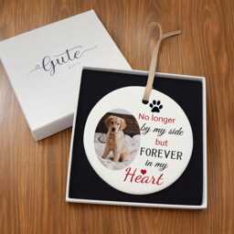 Personalised Dog Memorial Christmas Photo Bauble Xmastree Decorations Cats Pets Remembrance Ceramic Ornaments - thumbnail 3