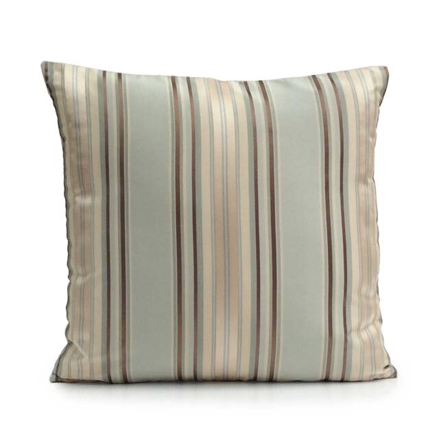 Gray Blue & Ivory Pillow, Throw Pillow Cover, Decorative Cushion Striped Pillowcase, Accent Toss Silk - image 1