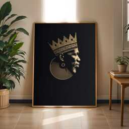 Afrocentric King Art Print Black & Gold Regal Portrait - Poster Only - thumbnail 2
