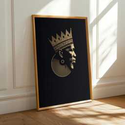 Afrocentric King Art Print Black & Gold Regal Portrait - Poster Only - thumbnail 1