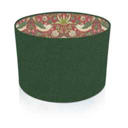 Handmade Forest Green Drum Lampshade With William Morris Strawberry Thief Interior - thumbnail 3