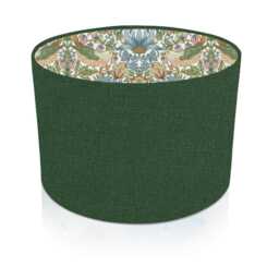 Handmade Forest Green Drum Lampshade With William Morris Strawberry Thief Interior - thumbnail 2