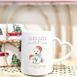First Christmas As Auntie & Uncle Polar Bear Mug, Family Custom Mug , New Aunt Gift - thumbnail 3