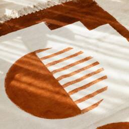 Handwoven Cotton Rug 4x6 Southwestern Block Print, Desert Home Accent - thumbnail 3