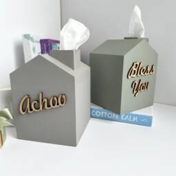 Handmade Wooden House Shaped Tissue Box Holder/Cover in Sage Green Or Luxe Grey - thumbnail 3