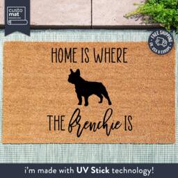 Home Is Where The Frenchie - French Bulldog Door Mat Dog Doormat- Custom Pet Breed Personalized Animal Doormat - thumbnail 1