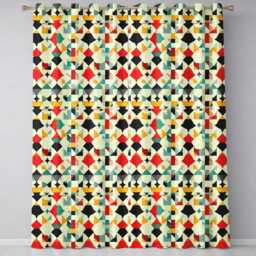 Abstract Geometric Mosaic Shapes Colorful Seamless Pattern Readymade Eyelet Ring Top Thermal 100% Blackout Curtains - thumbnail 2