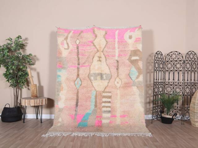 Pink Boujaad Rug, Authentic Moroccan Rug 5x8 Ft - image 1