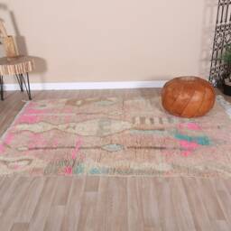 Pink Boujaad Rug, Authentic Moroccan Rug 5x8 Ft - thumbnail 2