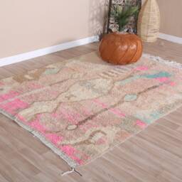 Pink Boujaad Rug, Authentic Moroccan Rug 5x8 Ft - thumbnail 3