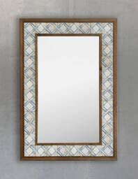 Housewarming Gift, Wedding Beautiful Handmade Wall, Ceramic Home Decor, Travertine Stone Tile, Bohemian Mirror, Decorative Mirror - thumbnail 1