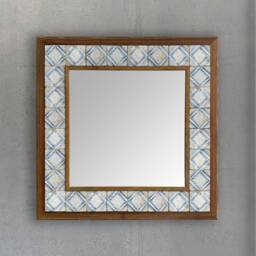 Housewarming Gift, Wedding Beautiful Handmade Wall, Ceramic Home Decor, Travertine Stone Tile, Bohemian Mirror, Decorative Mirror - thumbnail 3