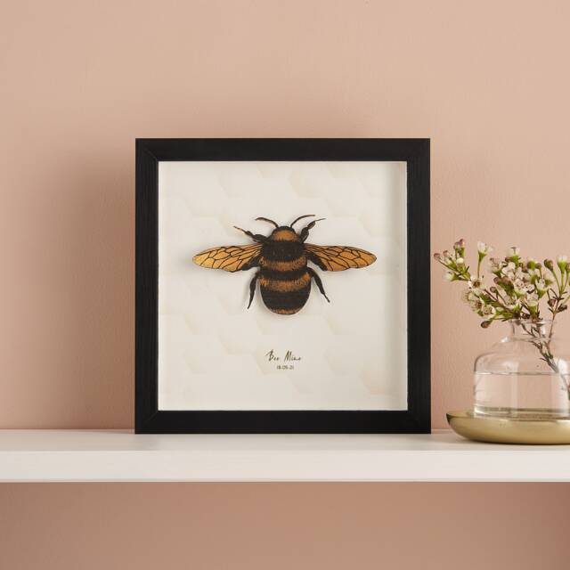 Valentine's Gift For Him, Honey Bee Framed Wall Art, Personalized Papercut Frame Gift, Bombus Beekeeping, Romantic Gifts Men - image 1
