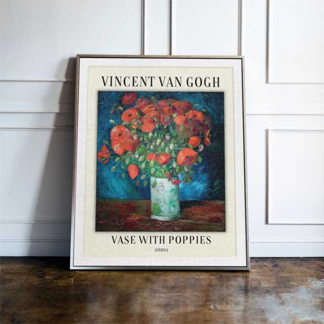Van Gogh Vase With Poppies Wall Art Print, Prints, Exhibition Museum Poster, Framed Prints - image 1