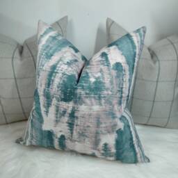 John Lewis Aquaria Soft Teal Pink Abstract Aztec Design Fabric Cushion Cover - Decorative Throw Pillow - thumbnail 3