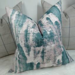 John Lewis Aquaria Soft Teal Pink Abstract Aztec Design Fabric Cushion Cover - Decorative Throw Pillow - thumbnail 2