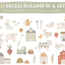 Farm Animal Wall Decals - Removable, Reusable Stickers Farmhouse Nursery Decor, Kids Room Art, Baby Decor - thumbnail 2
