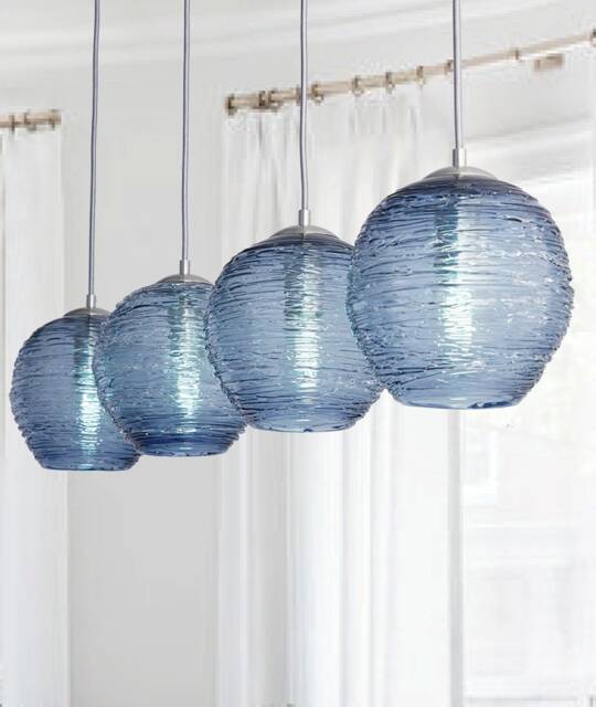 Handblown Glass Linear Chandelier Modern Dining Room Lighting - image 1