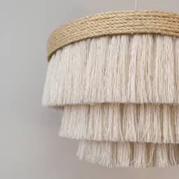 Boho Light Fixture, Fringe Cotton Chandelier, Lamp Shade, Beach Style Ceiling - thumbnail 2