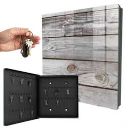 Wooden Texture Wall Mounted Key Cabinet, Gray Box For Home, Rustic Textures, Lovers Of Nature & Cozy Interiors