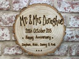 Personalised Large Wooden Log Slice Plaque - Any Quote Anniversary Birthday Thank You Memorial Message Unique Gift 2 Sizes - thumbnail 1