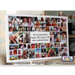 Happy Birthday Twins Mum Dad Son Daughter Sister Brother Personalised 56 Picture Party Photo Board Collage Framed Canvas Print Gift - thumbnail 1