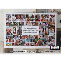 Happy Birthday Twins Mum Dad Son Daughter Sister Brother Personalised 56 Picture Party Photo Board Collage Framed Canvas Print Gift - thumbnail 4