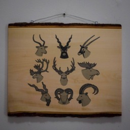 Antlers & Horns -- Screenprinted Wood Slab Wall Art - thumbnail 2