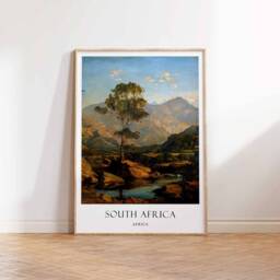 South Africa Poster, African Wildlife Decor, Table Mountain Wall Art, Safari Poster Print, Cape Town Travel - thumbnail 3