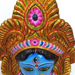 Large Rare Goddess Kali Maa/Mata - Durga Wall Hanging Face With Nose Ring - thumbnail 3