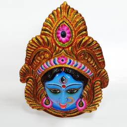 Large Rare Goddess Kali Maa/Mata - Durga Wall Hanging Face With Nose Ring - thumbnail 2