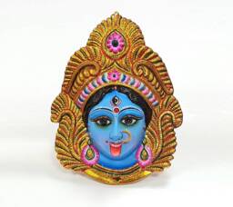 Large Rare Goddess Kali Maa/Mata - Durga Wall Hanging Face With Nose Ring - thumbnail 1