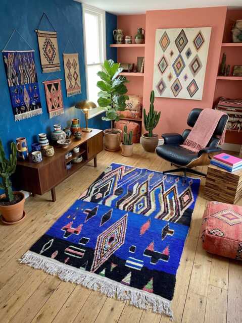 Colorful Beni Ourain Moroccan Rug, Abstract Wool Checkered Handmade - image 1