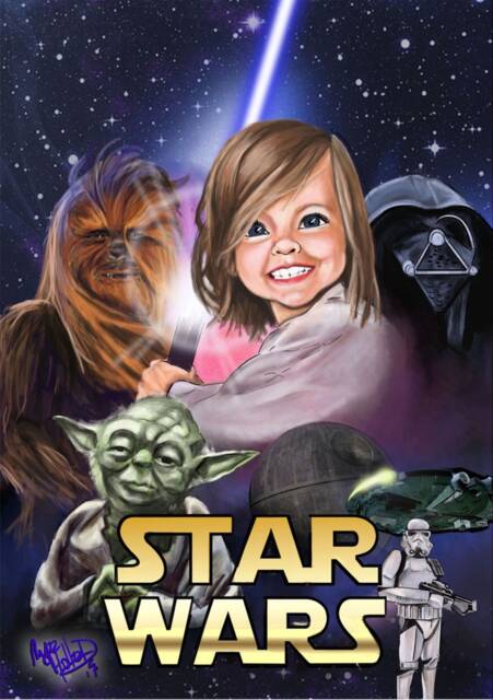 Kids Bedroom Caricature - A Custom Cartoon Portrait Of Them With Their Favourite Characters Kids Bedroom Door Sign, Or Wall Art - image 1