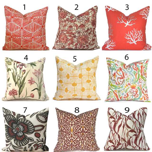 Indoor Pillow Cover With Zippers, Orange, Yellow & Red, Pick Your Favorites - image 1