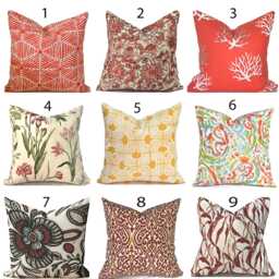 Indoor Pillow Cover With Zippers, Orange, Yellow & Red, Pick Your Favorites - thumbnail 1