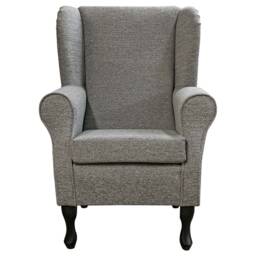 Grey Handmade Wingback Armchair - Fireside Accent Upholstered Chair Cromwell Plain Fabric British Custom Made - thumbnail 2