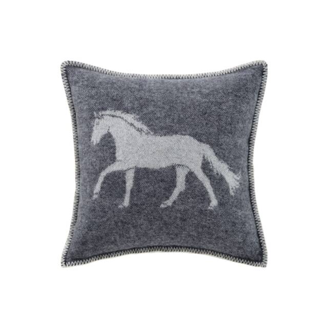 Black Horse Cushion Cover - Pure Wool Reversible Pillowcase 45 X 45cm/ 18 18 - image 1