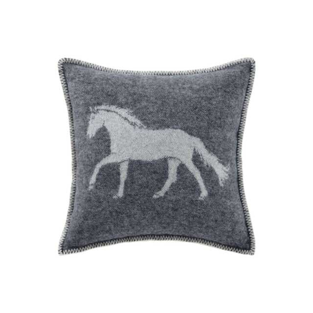 Black Horse Cushion Cover - Pure Wool Reversible Pillowcase 45 X 45cm/ 18 18 - image 1