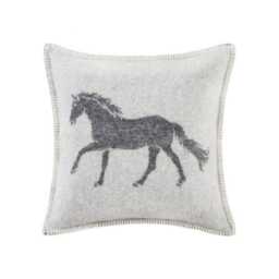Black Horse Cushion Cover - Pure Wool Reversible Pillowcase 45 X 45cm/ 18 18 - thumbnail 2