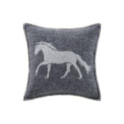 Black Horse Cushion Cover - Pure Wool Reversible Pillowcase 45 X 45cm/ 18 18 - thumbnail 1