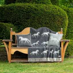 Black Horse Cushion Cover - Pure Wool Reversible Pillowcase 45 X 45cm/ 18 18 - thumbnail 3