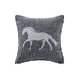Black Horse Cushion Cover - Pure Wool Reversible Pillowcase 45 X 45cm/ 18 18 - thumbnail 1