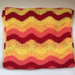 Throw Pillow, Vegan Cushion Cover Hand Crochet, Sunshine Yellows, Orange, Red Textured By Spinningstreak - thumbnail 3