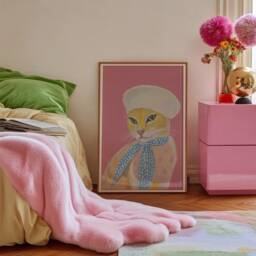 French Cat Art Print, Paris With Beret Poster - thumbnail 1
