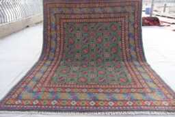 4'10x6'4 Ft Lime Green Afghan Rug, Hand Knotted Wool Soft Plush Natural Veg Dyes Turkmen Tribal Bukhara Oriental Bedroom Rug - thumbnail 1