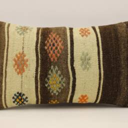 Vintage Turkish Kilim Pillow Cover, Boho Lumbar Cushion - 12x20 In - thumbnail 2