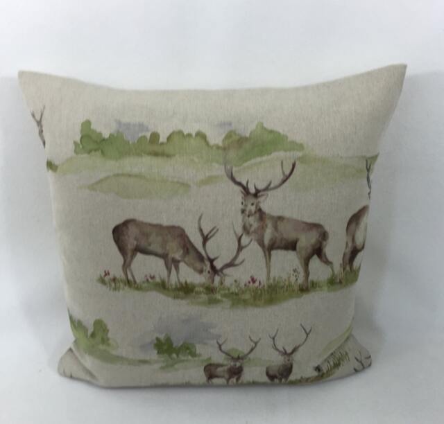 Voyage - Moorland Stag Linen Charming Watercolour Deer Cushion Cover Handmade Throw Pillow Designer Home Deco - image 1