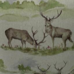 Voyage - Moorland Stag Linen Charming Watercolour Deer Cushion Cover Handmade Throw Pillow Designer Home Deco - thumbnail 2