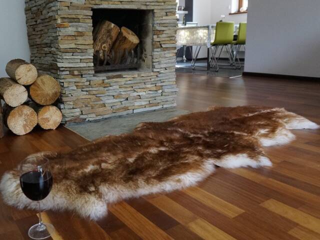 "Genuine Mouflon Double Sheepskin Rug, Natural Brown Wool Carpet, Cozy Decorative Throw - 79"" X 30" - image 1